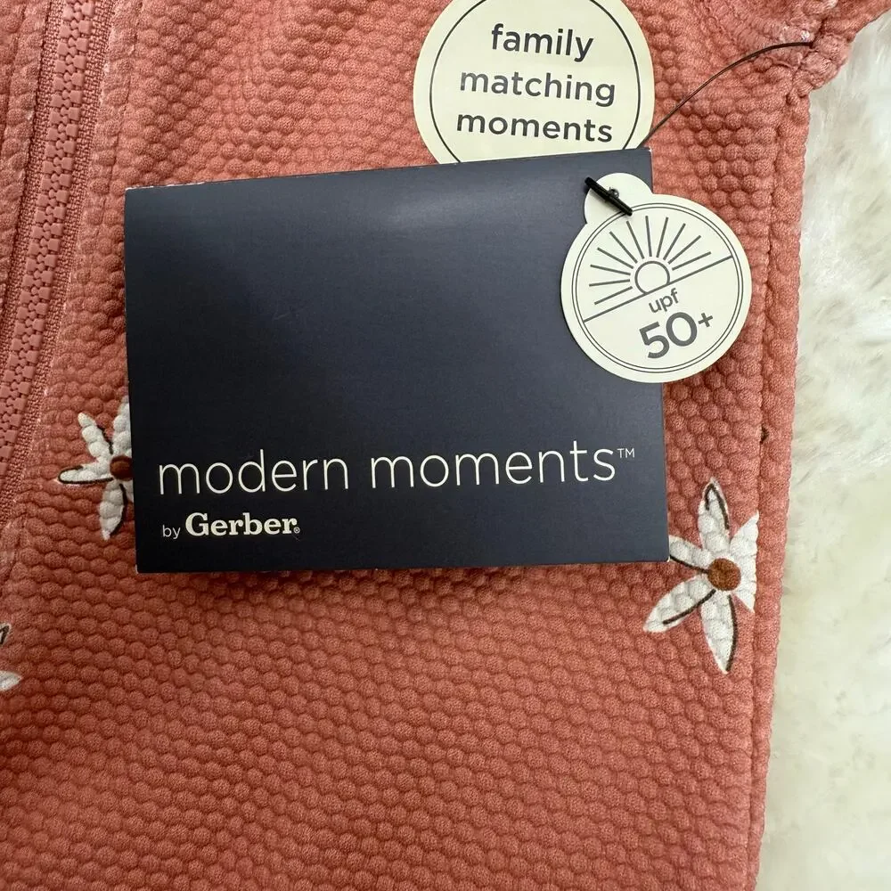 NWT Gerber Modern Moments Toddler Rashguard One-Piece Swimsuit 6/9m